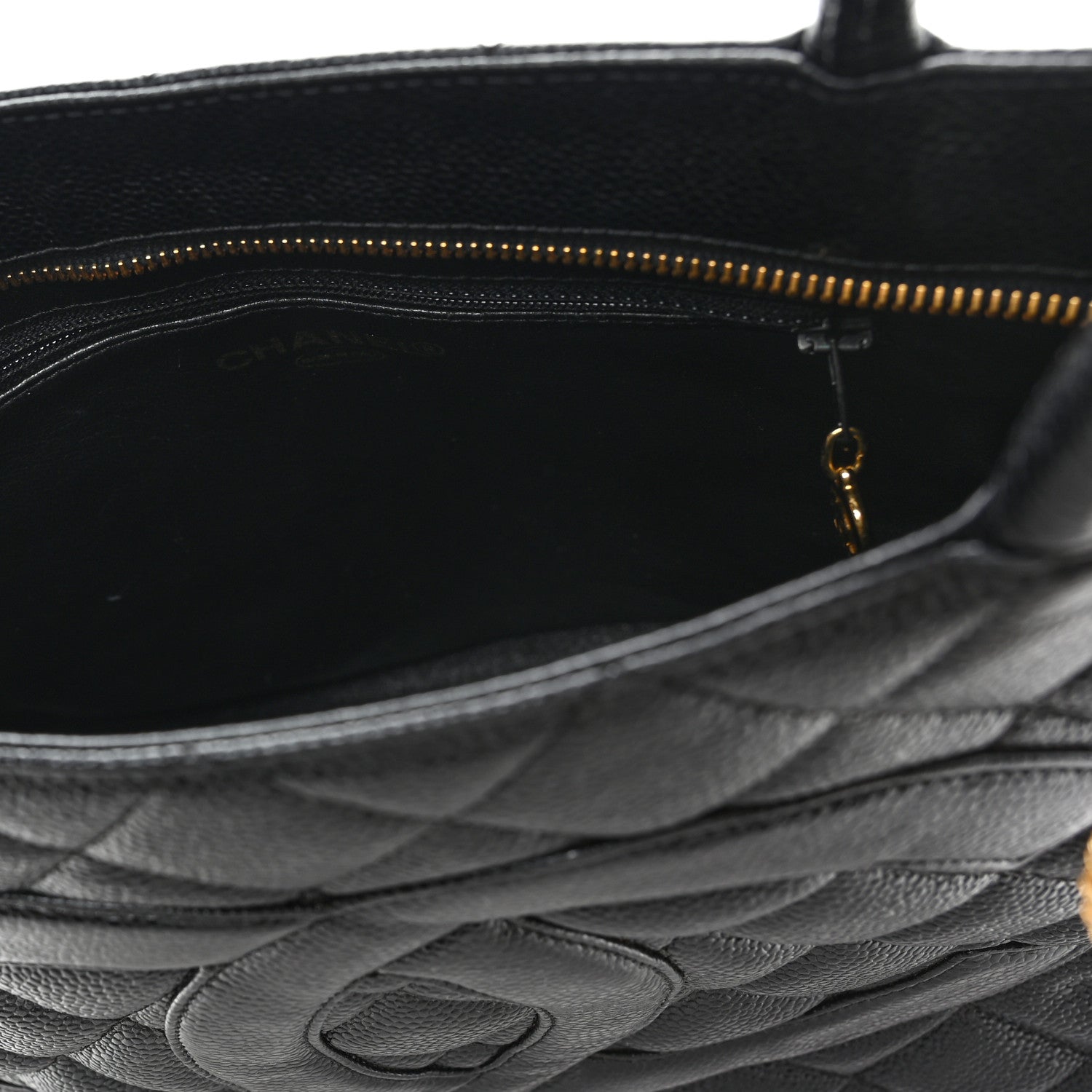 Caviar Quilted Medallion Tote Black