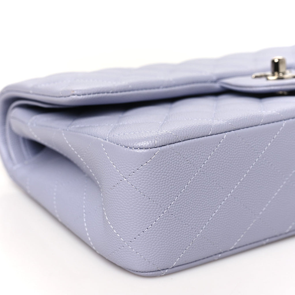 Caviar Quilted Medium Double Flap Light Purple
