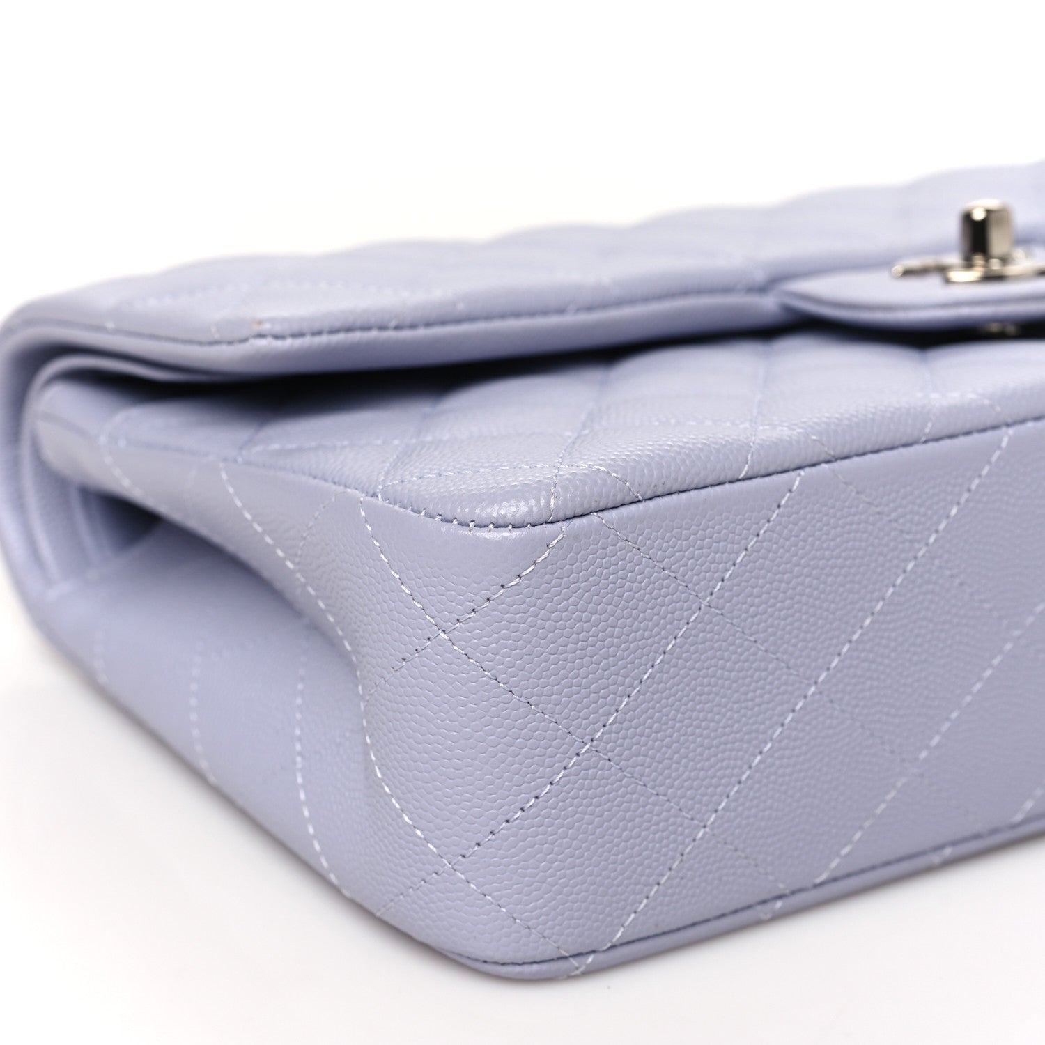 Caviar Quilted Medium Double Flap Light Purple