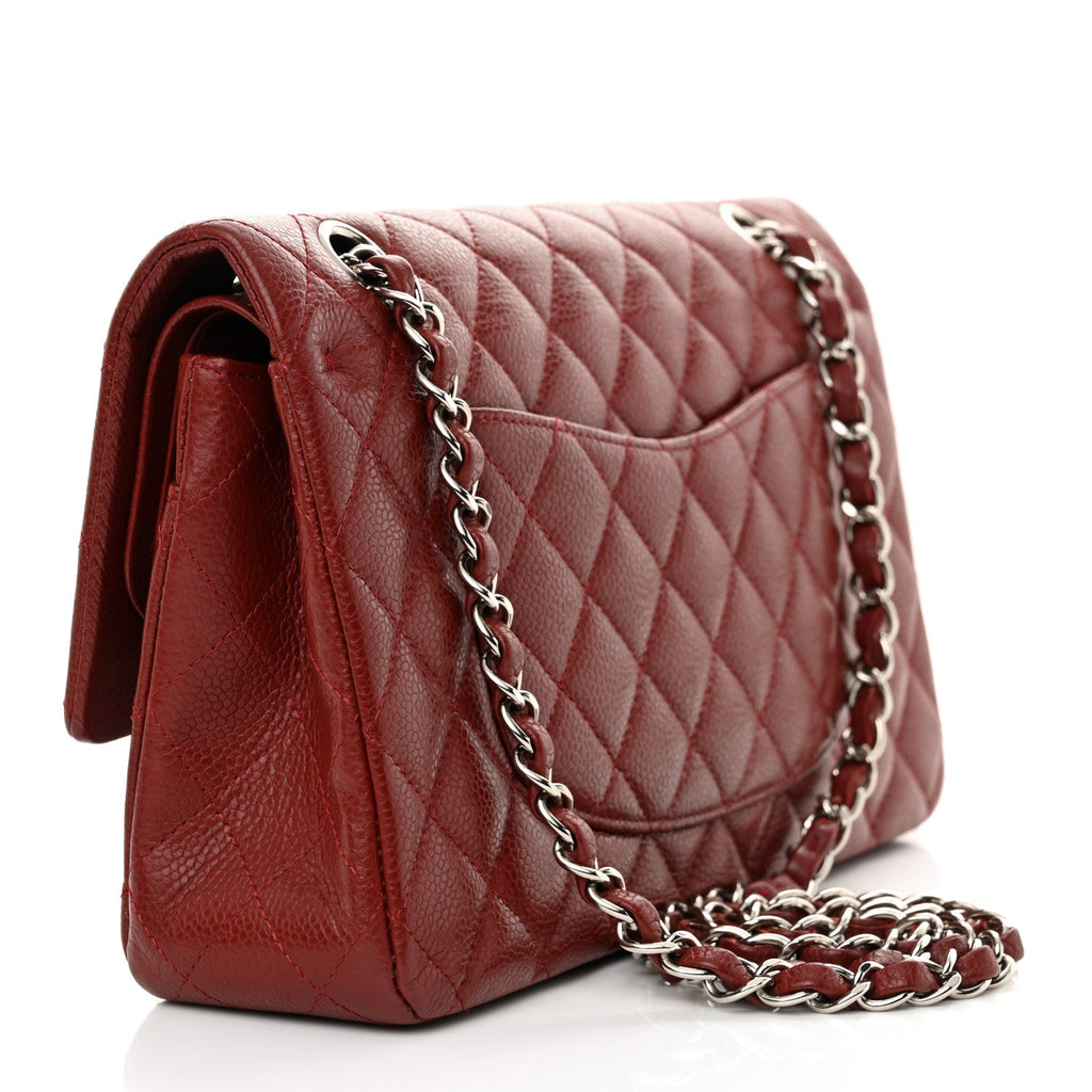 Caviar Quilted Medium Double Flap Burgundy