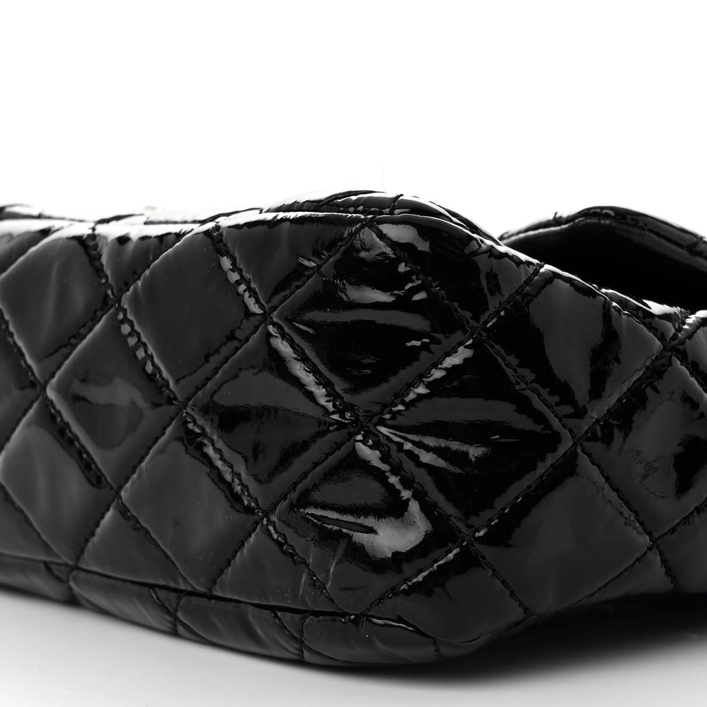 Patent Quilted Jumbo Single Flap Black