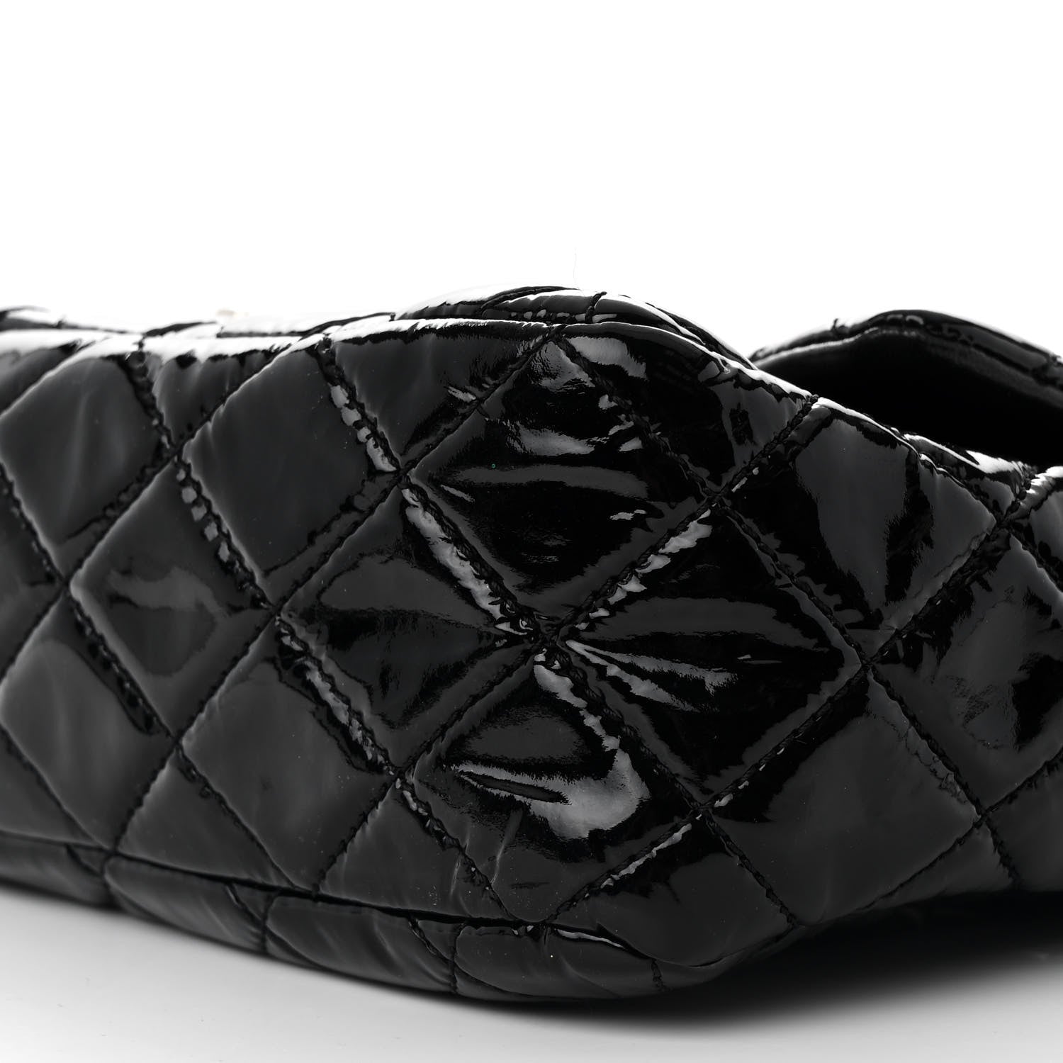 Patent Quilted Jumbo Single Flap Black