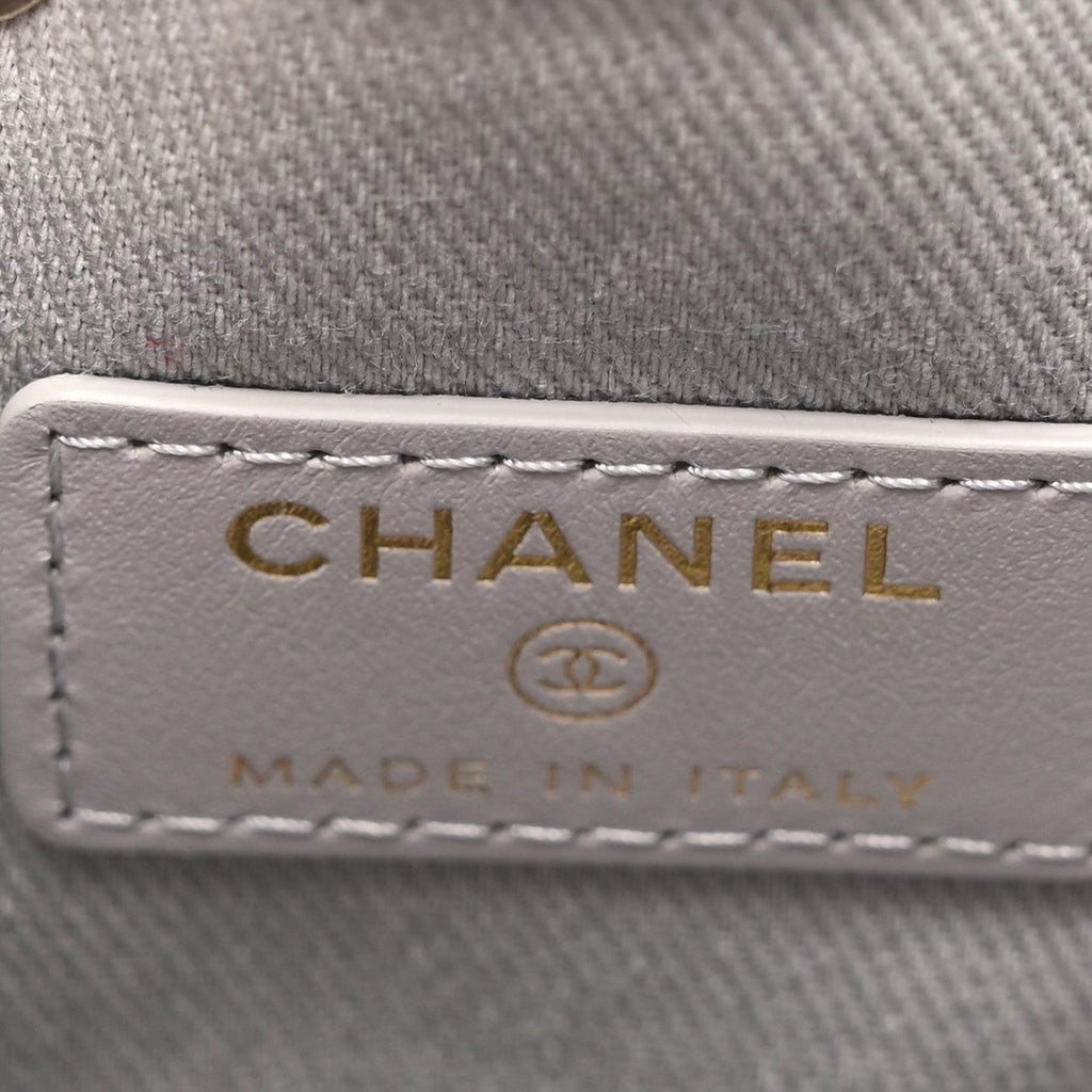Caviar Quilted Mini CC Pocket Bucket Bag Grey