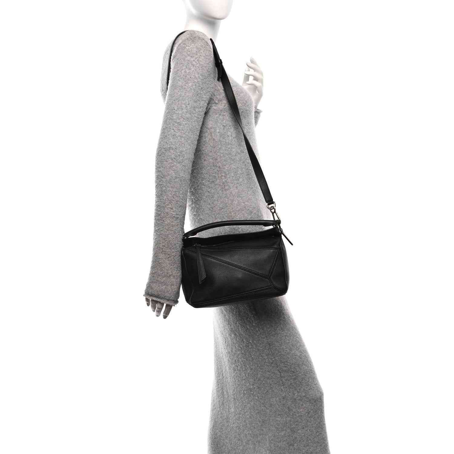 Calfskin Small Puzzle Bag Black