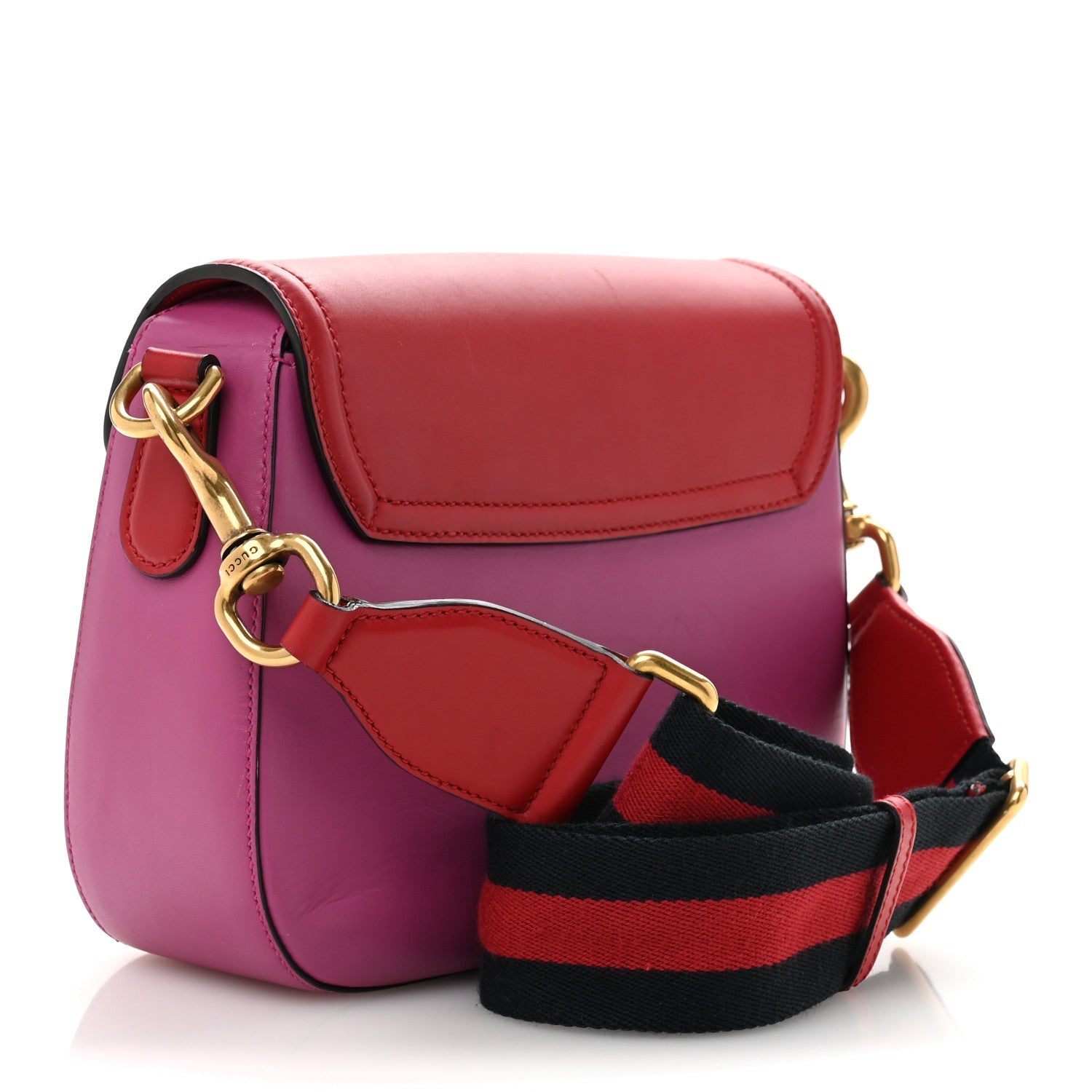 Calfskin Medium Lady Web Shoulder Bag New Rosette Hibiscus Red