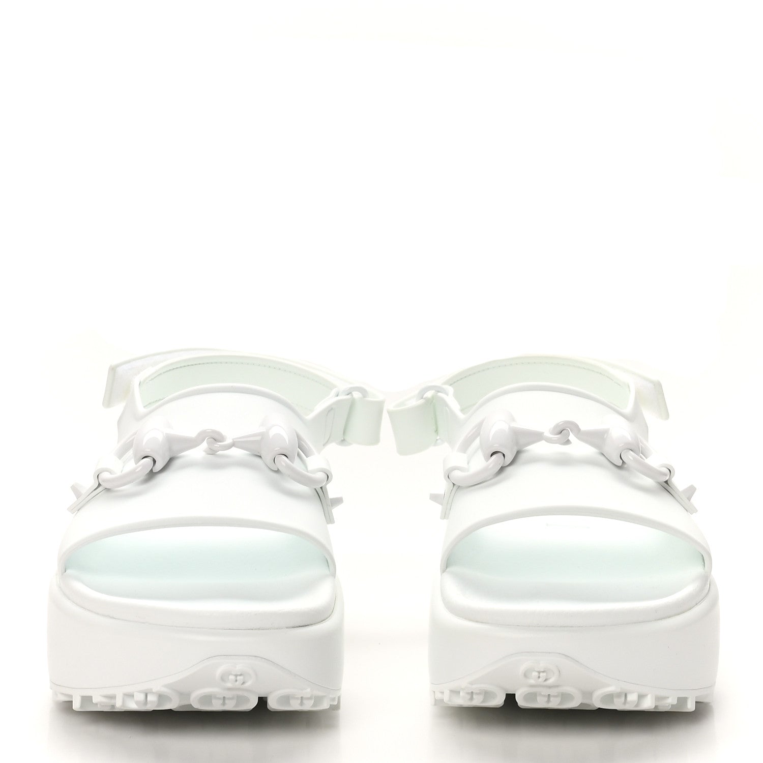 Soft Rubber Horsebit Touch Womens Strapped Sandals 37 Great White