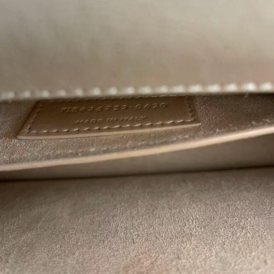 Saint Laurent Sunset Bag Medium Calfskin Monogram Beige with Gold Hardware