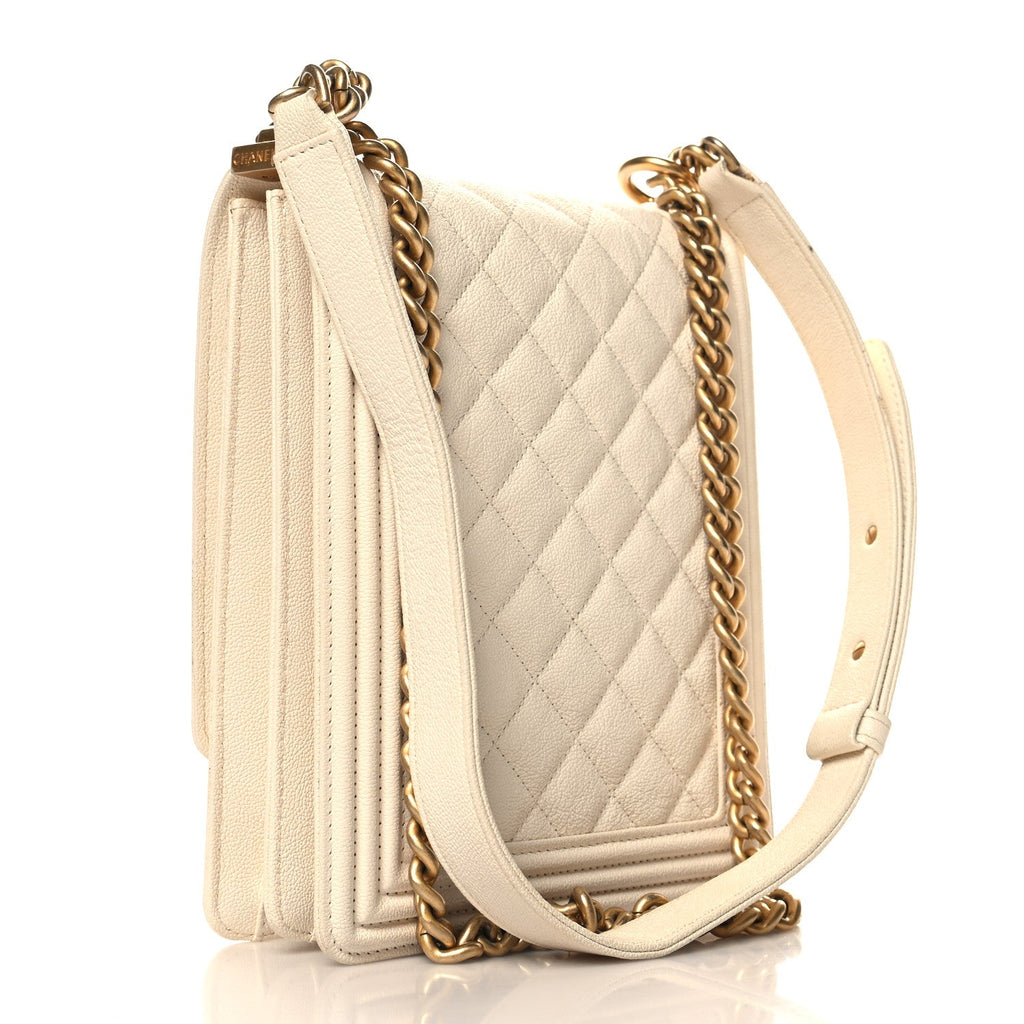 Caviar Quilted North South Boy Flap White