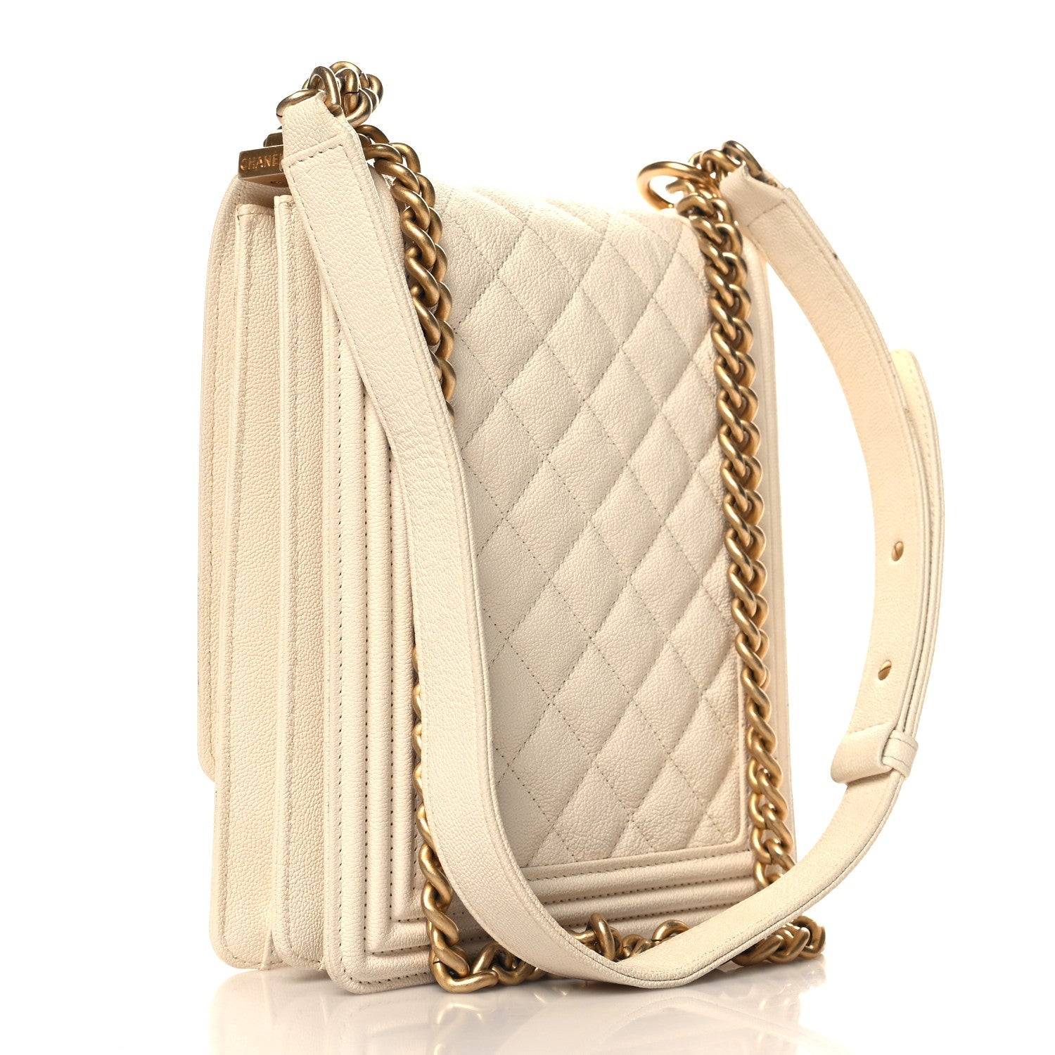 Caviar Quilted North South Boy Flap White