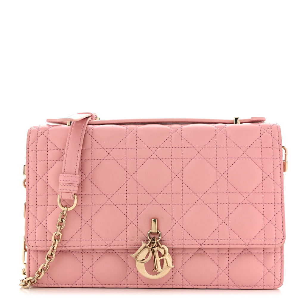 Lambskin Cannage My Dior Top Handle Bag Old Rose