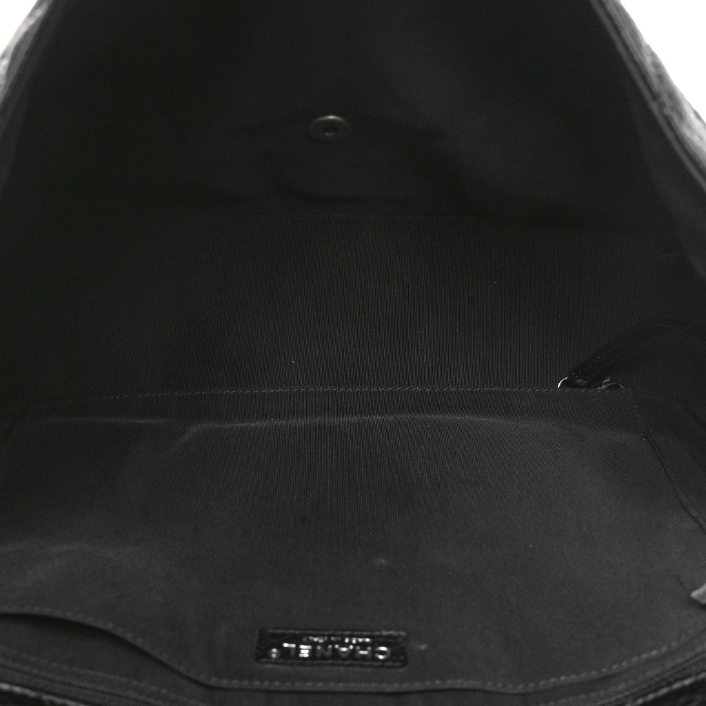 Grained Calfskin Quilted Small XXL Travel Flap Bag Black