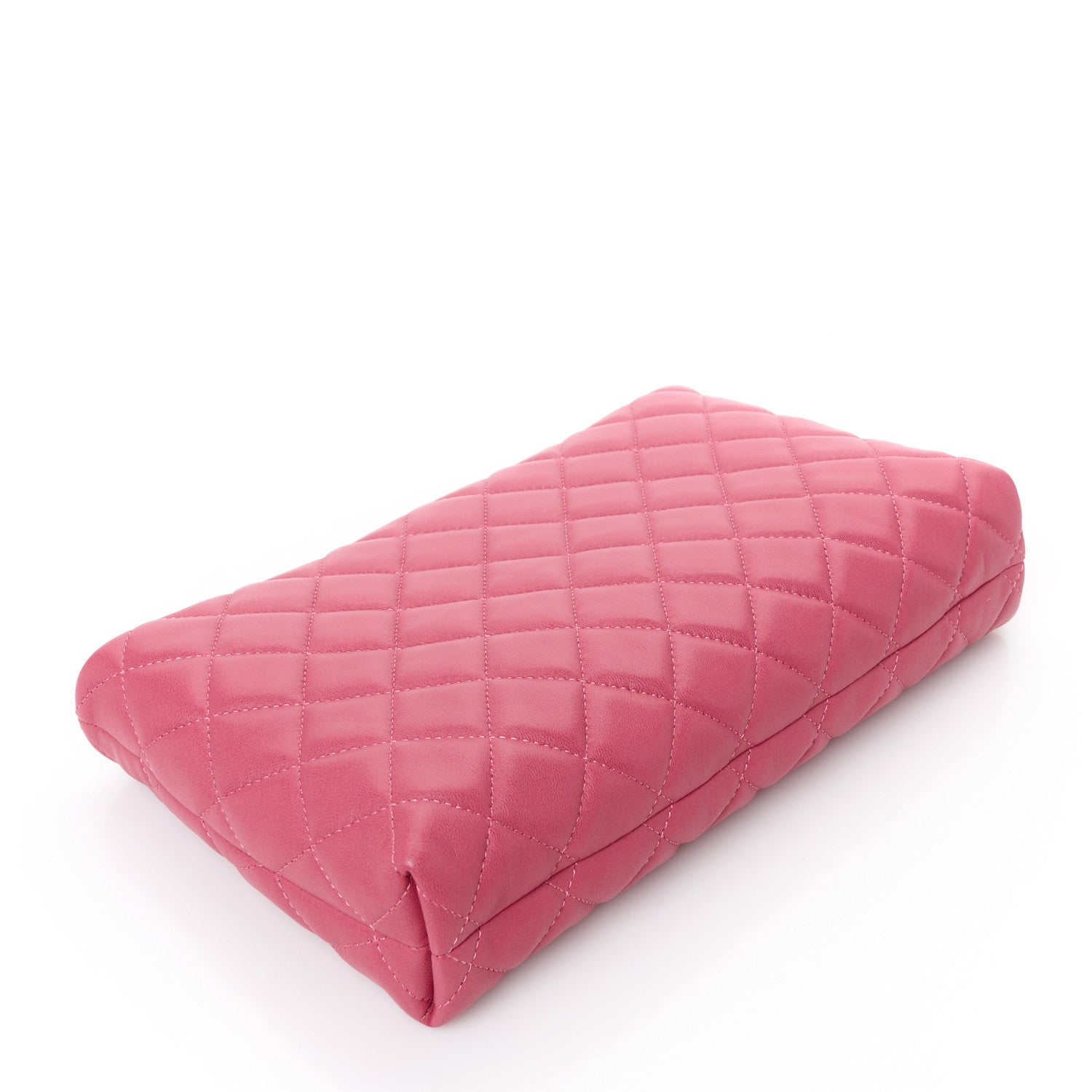 Lambskin Quilted Clutch Fuchsia
