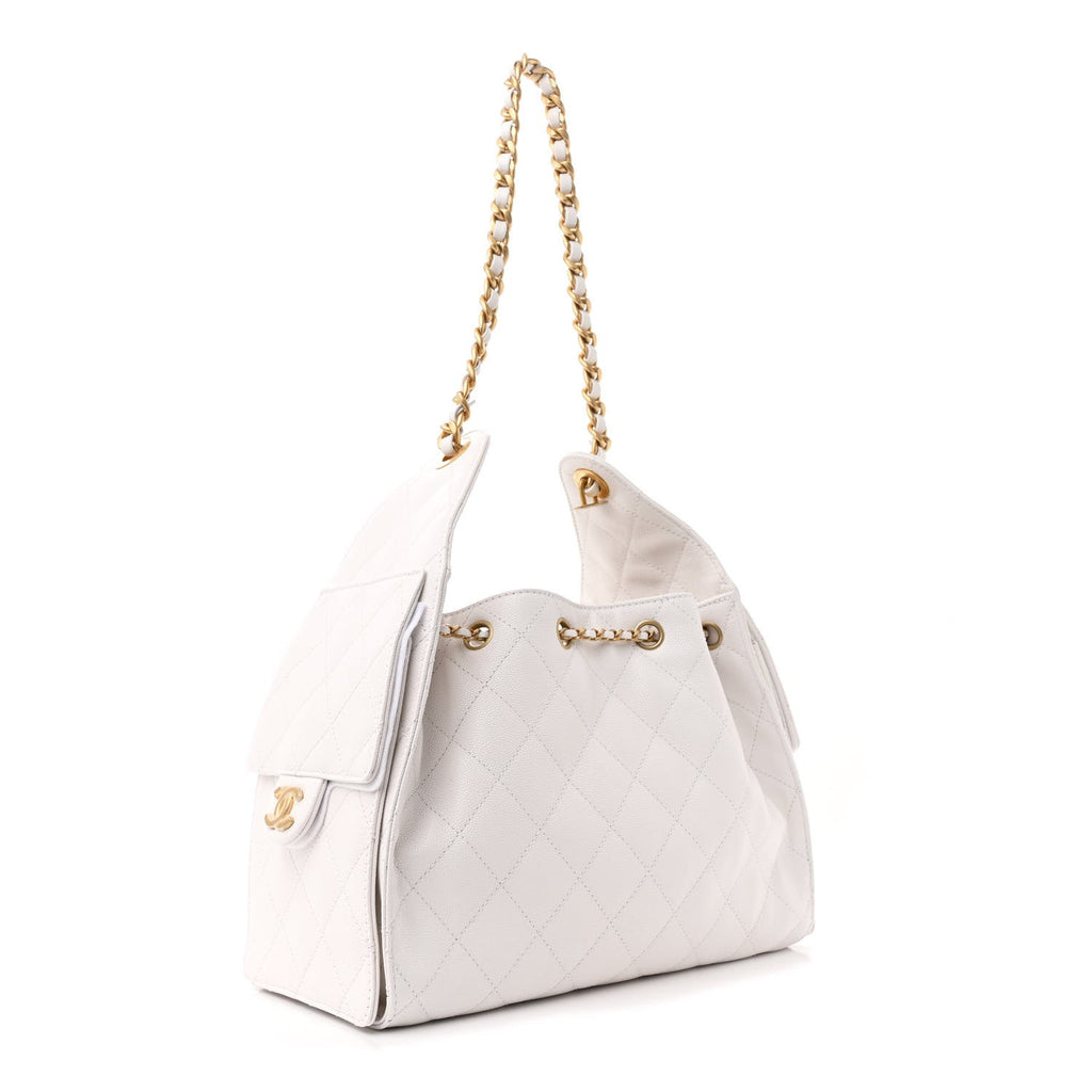 Caviar Quilted Small Chanel 25 Handbag White