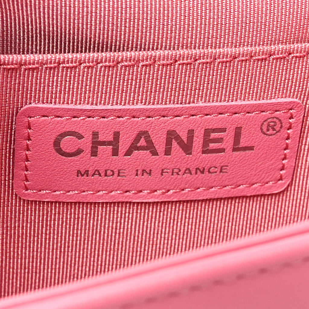 Calfskin Chevron Quilted Medium Boy Flap Pink