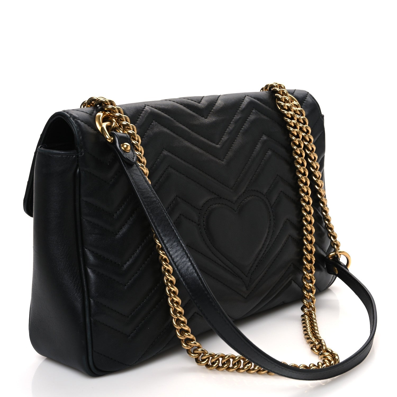 Calfskin Matelasse Medium GG Marmont Shoulder Bag Black
