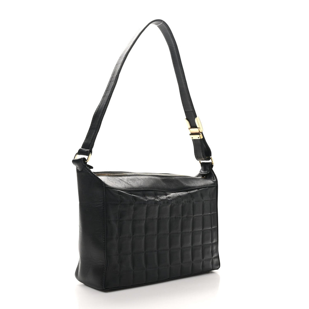 Lambskin Quilted Medium Chocolate Bar Shoulder Bag Black
