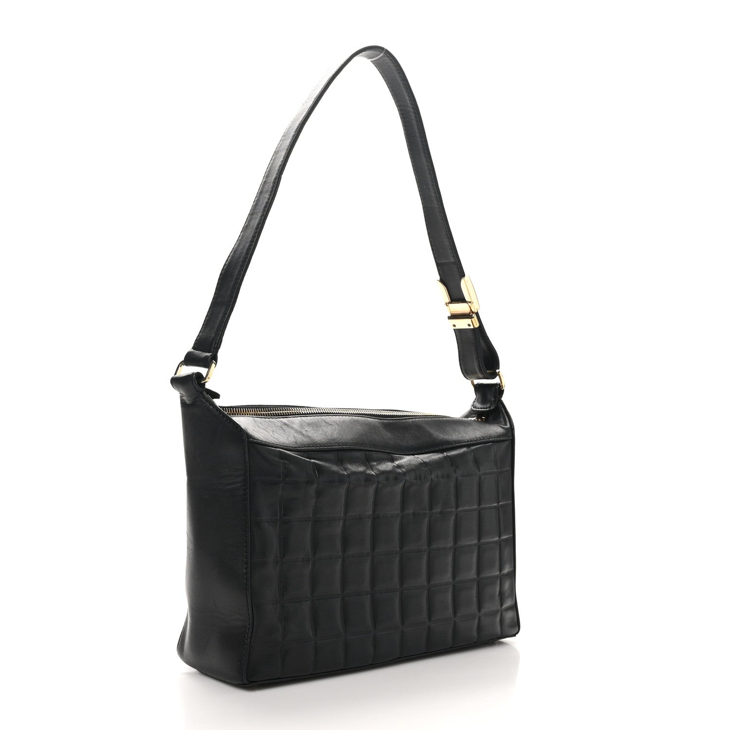 Lambskin Quilted Medium Chocolate Bar Shoulder Bag Black