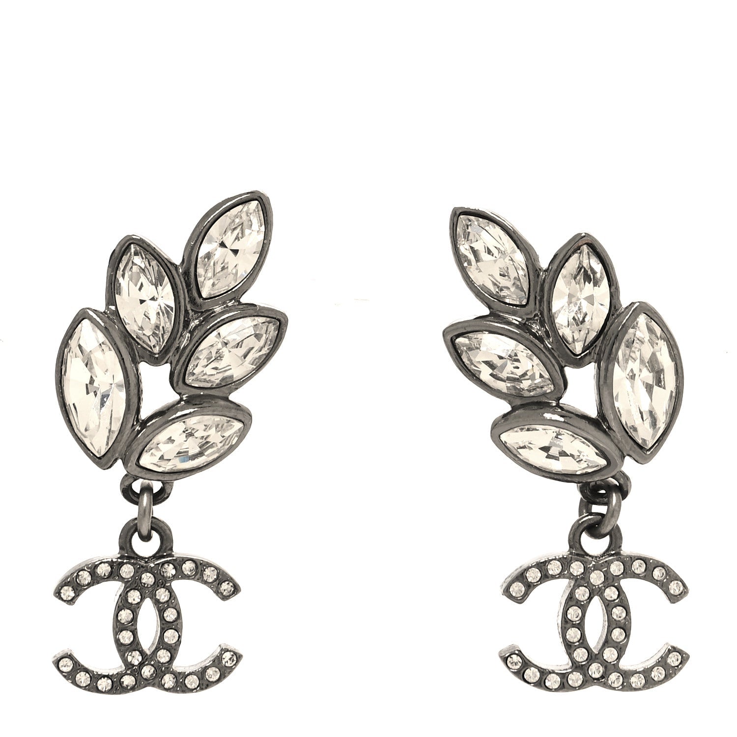 Crystal Sparkling Wheat CC Drop Earrings Silver