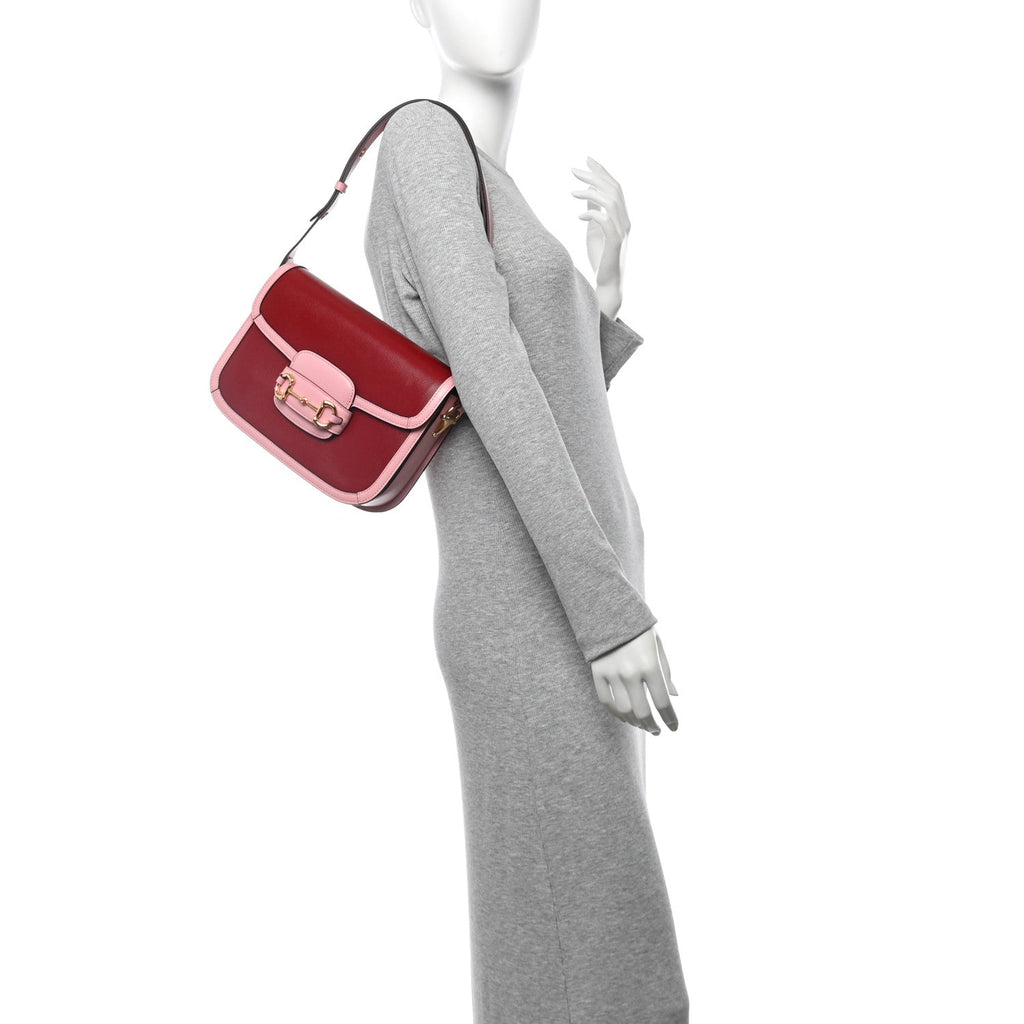 Azalea Calfskin Horsebit 1955 Shoulder Bag New Cherry Red Wild Rose