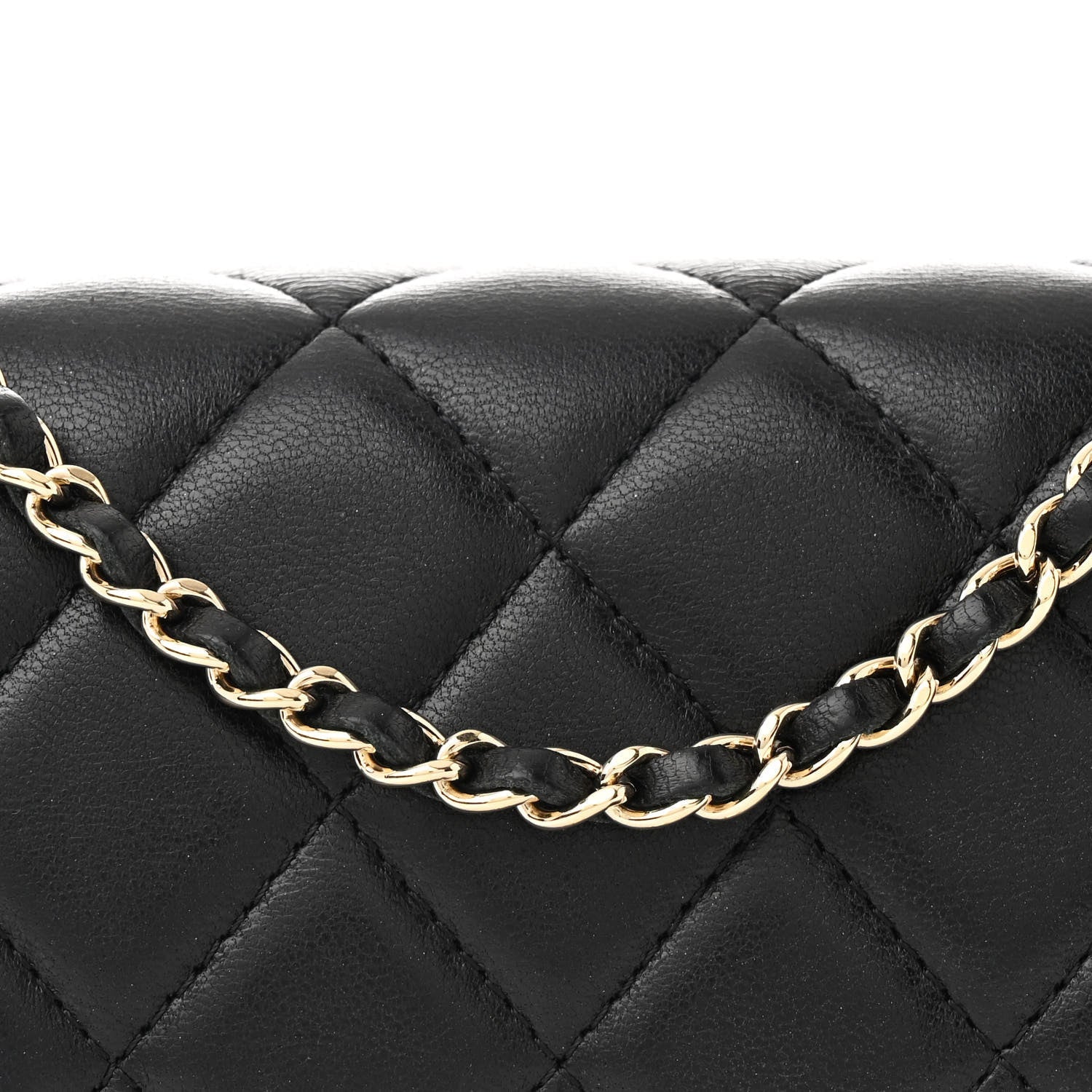 Caviar Quilted Golden Class Wallet On Chain WOC Black