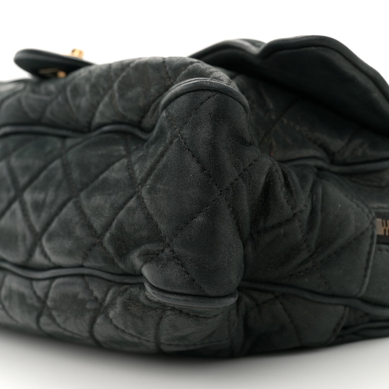 Iridescent Calfskin Quilted Large Shiva Flap Black