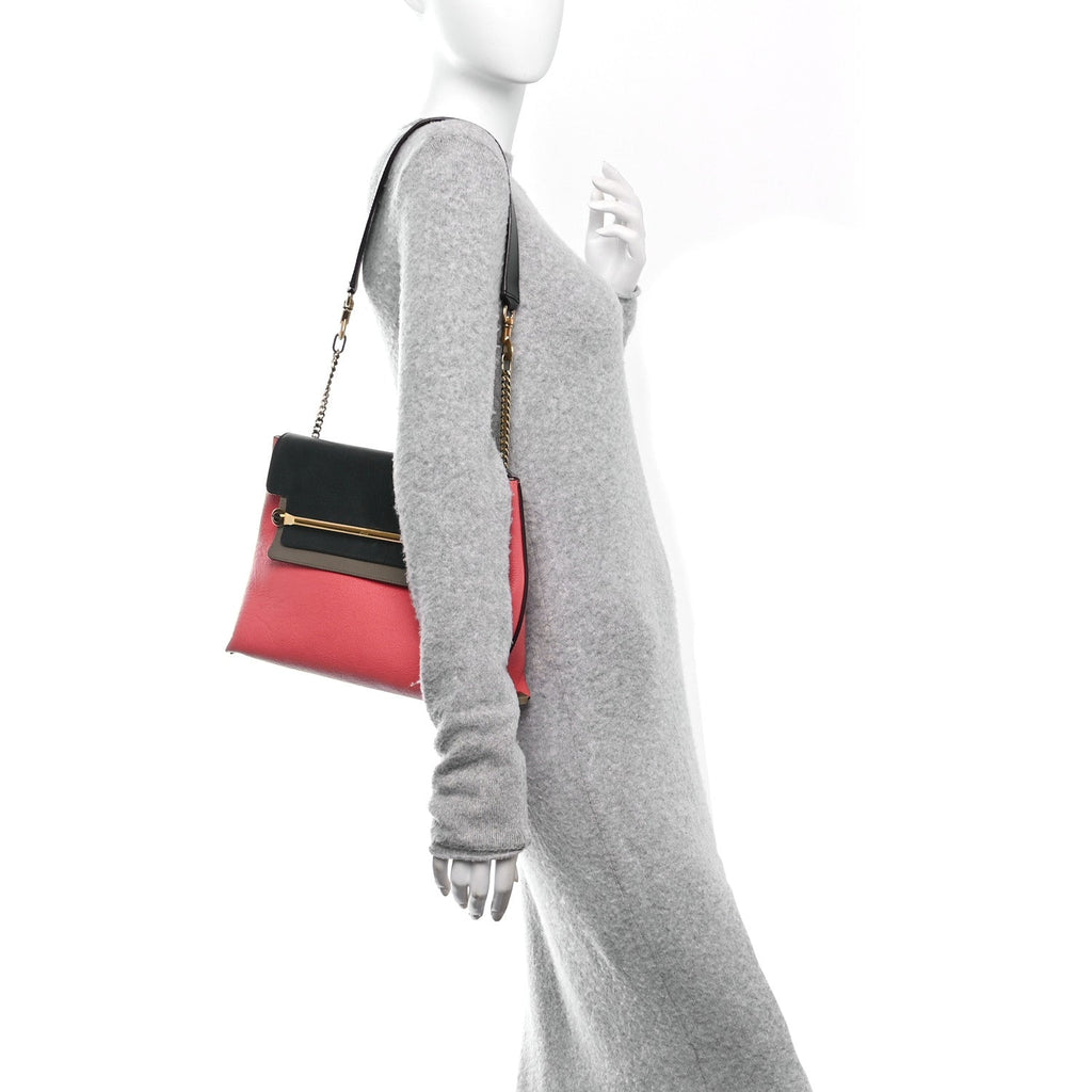 Calfskin Medium Clare Shoulder Bag Tan Pink Black