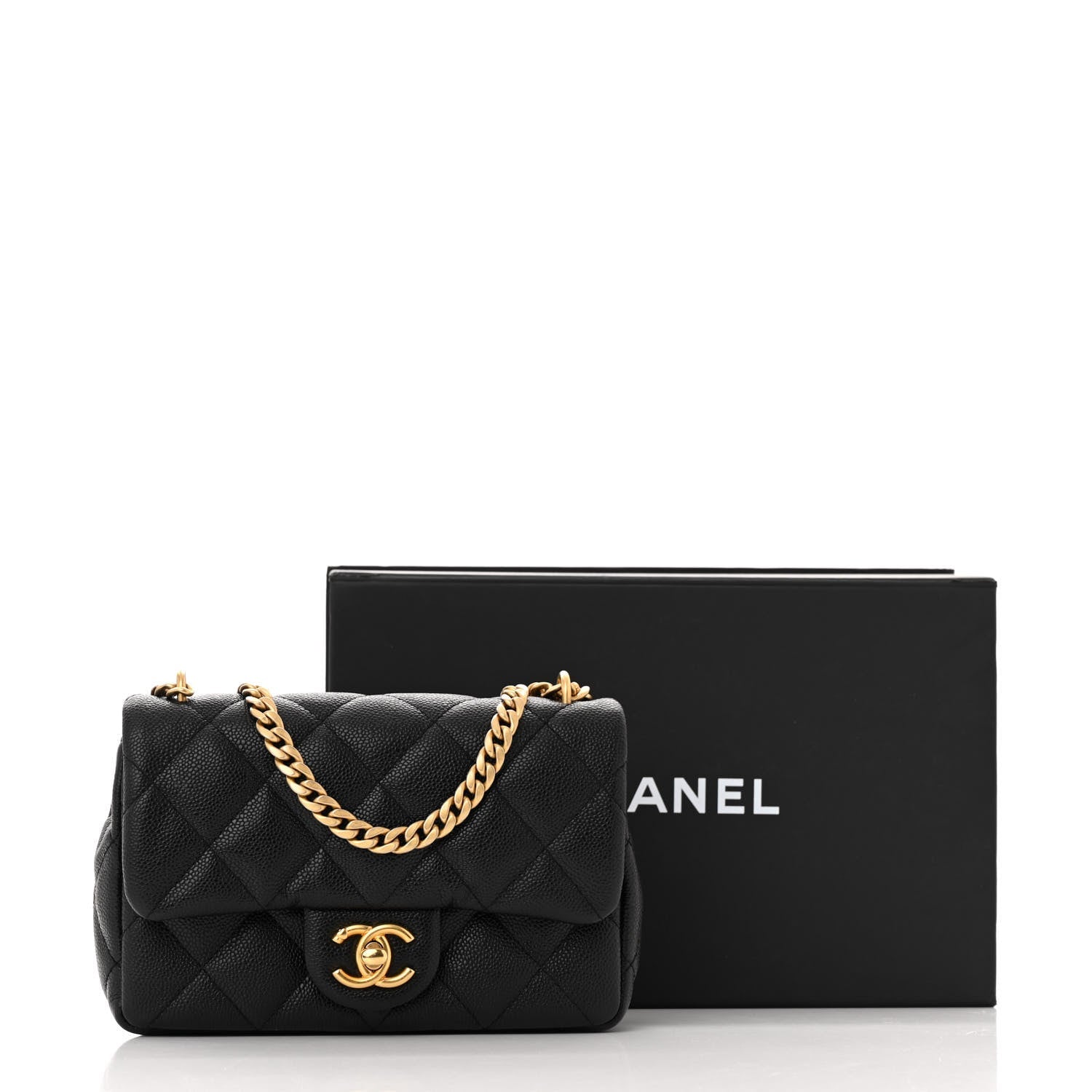 Caviar Quilted Mini Sweetheart Rectangular Flap Black