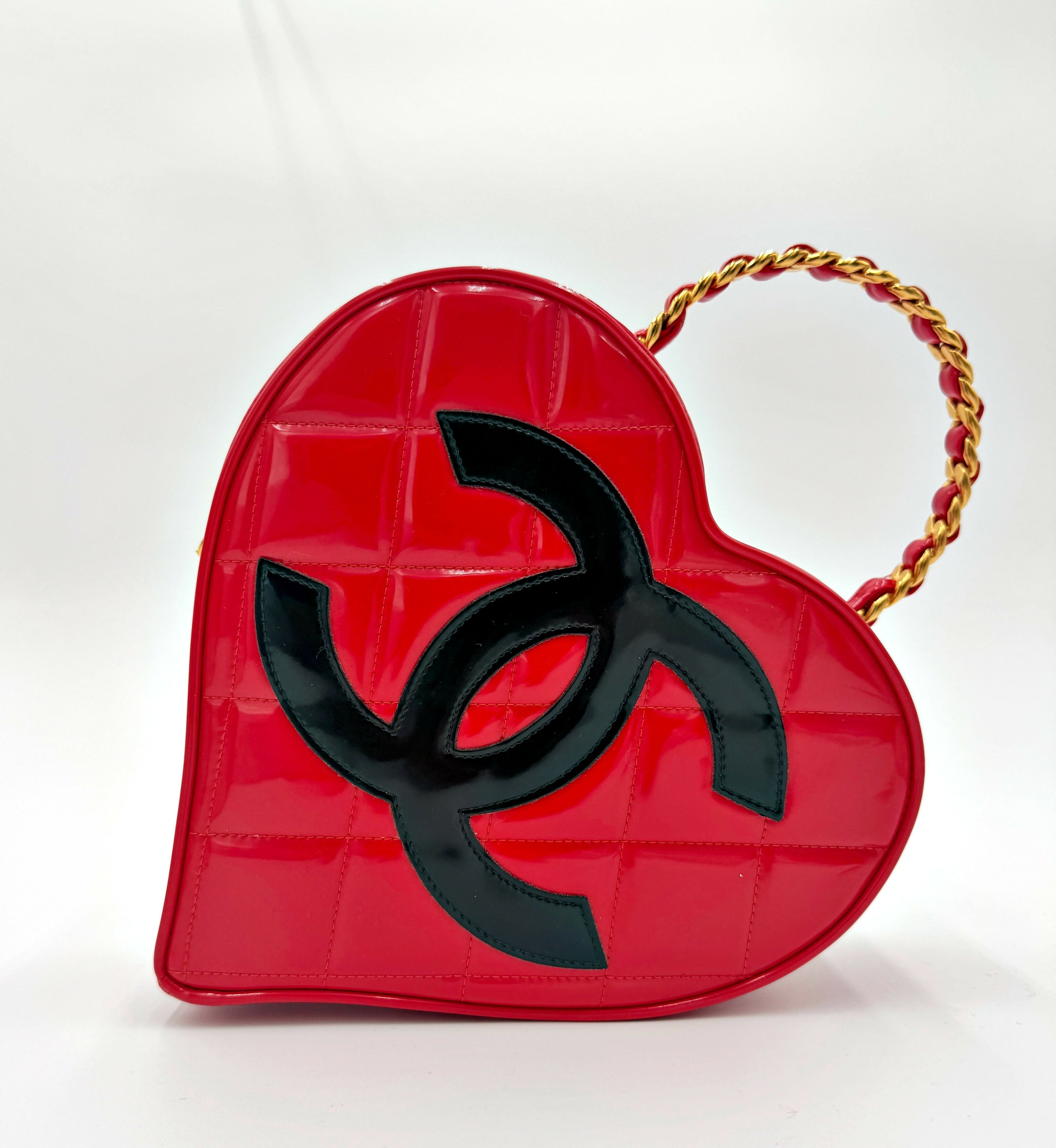 Chanel 1995 Vintage Barbie Red Heart Vanity Bag