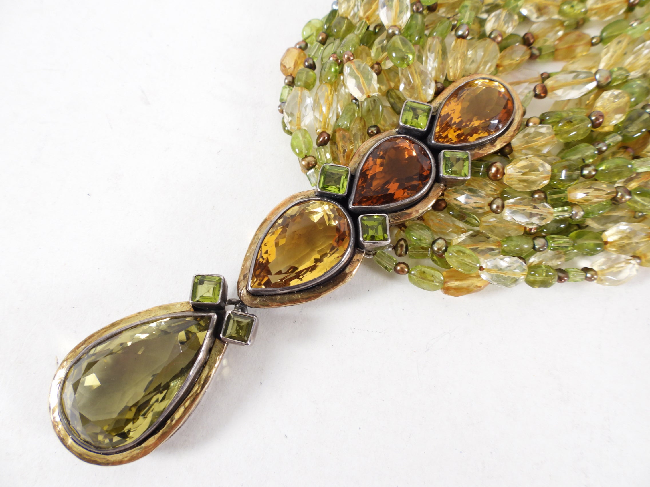 Eileen Coyne 22k Gold Tourmaline and Citrine Necklace and Earrings