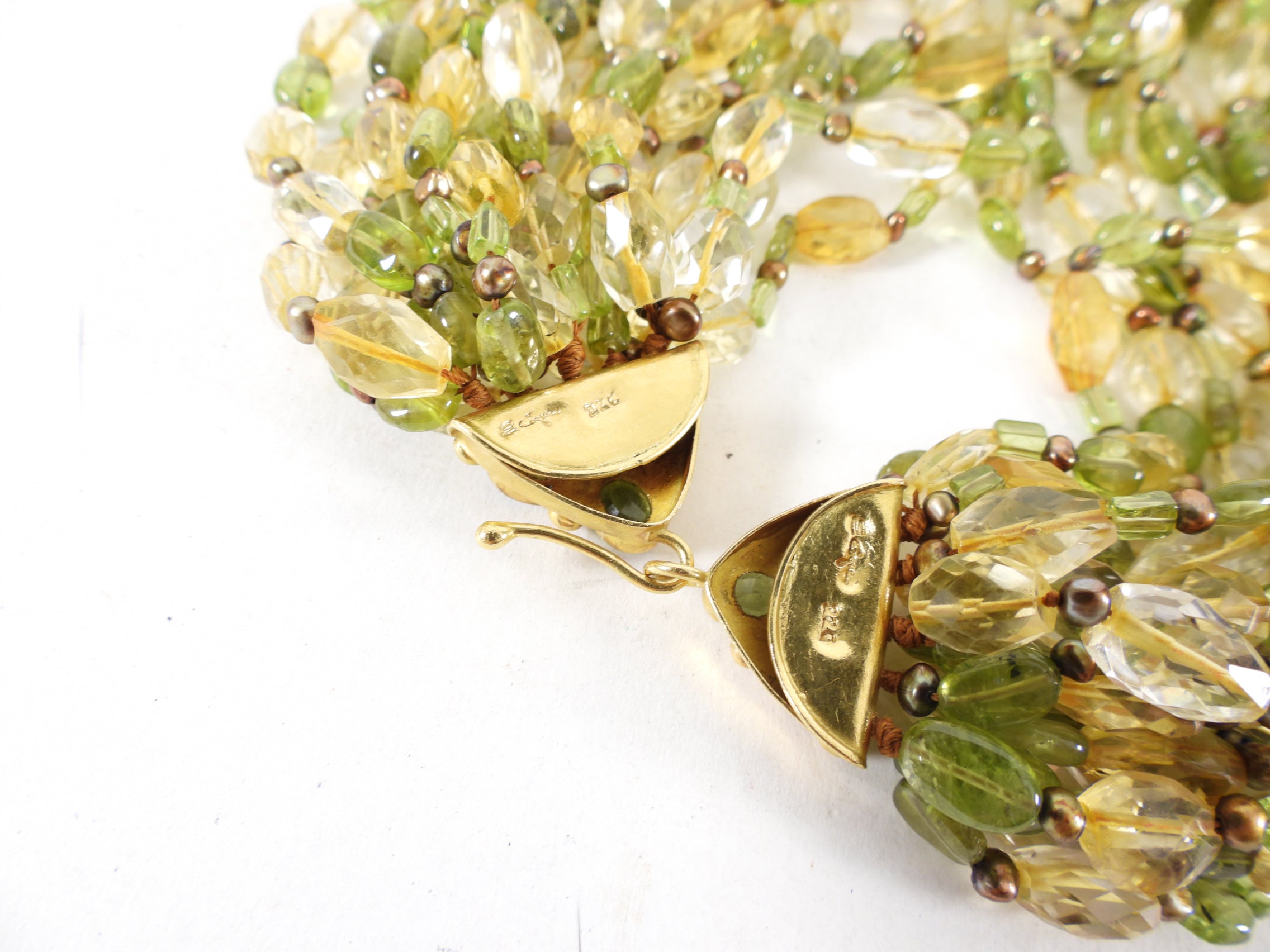 Eileen Coyne 22k Gold Tourmaline and Citrine Necklace and Earrings