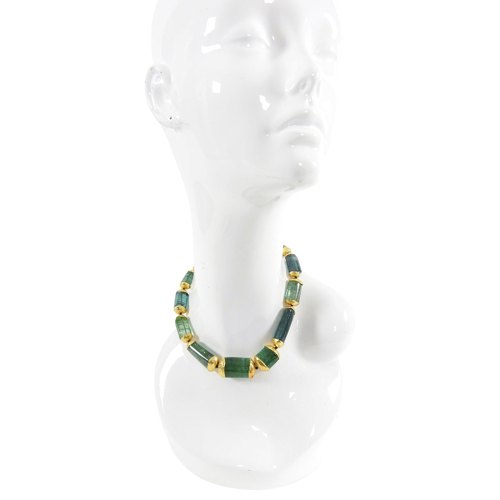 Eileen Coyne 22k Gold Green Tourmaline Bead Necklace