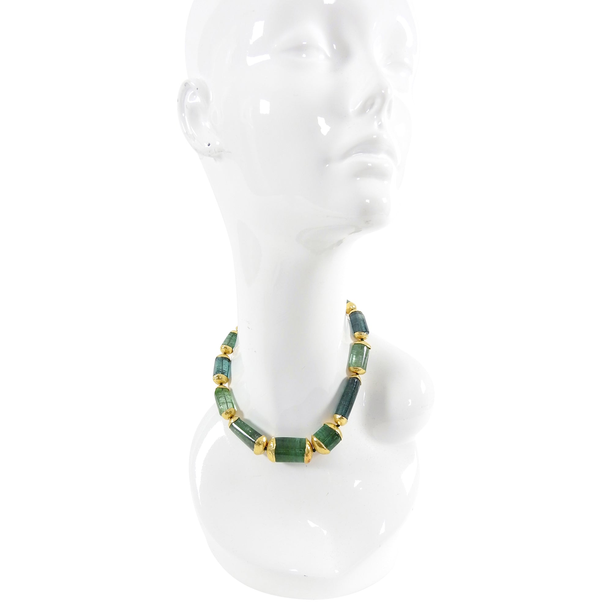 Eileen Coyne 22k Gold Green Tourmaline Bead Necklace