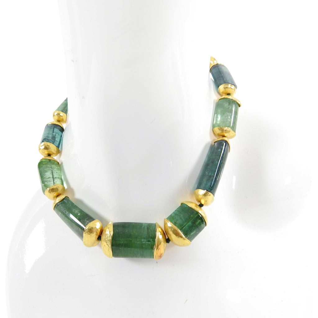 Eileen Coyne 22k Gold Green Tourmaline Bead Necklace
