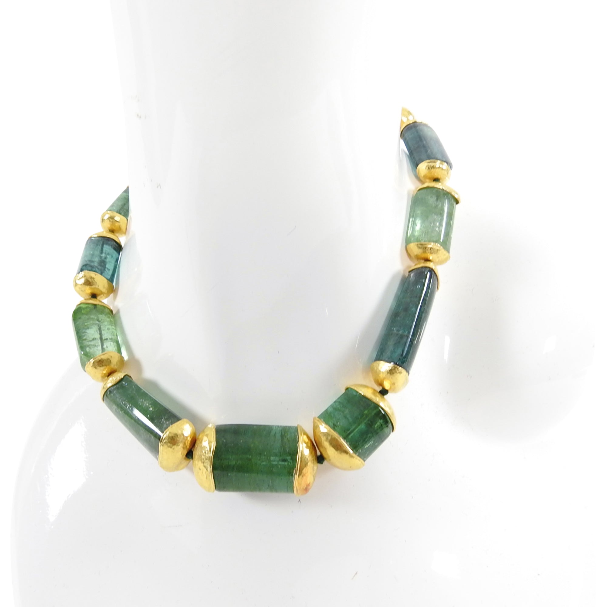 Eileen Coyne 22k Gold Green Tourmaline Bead Necklace
