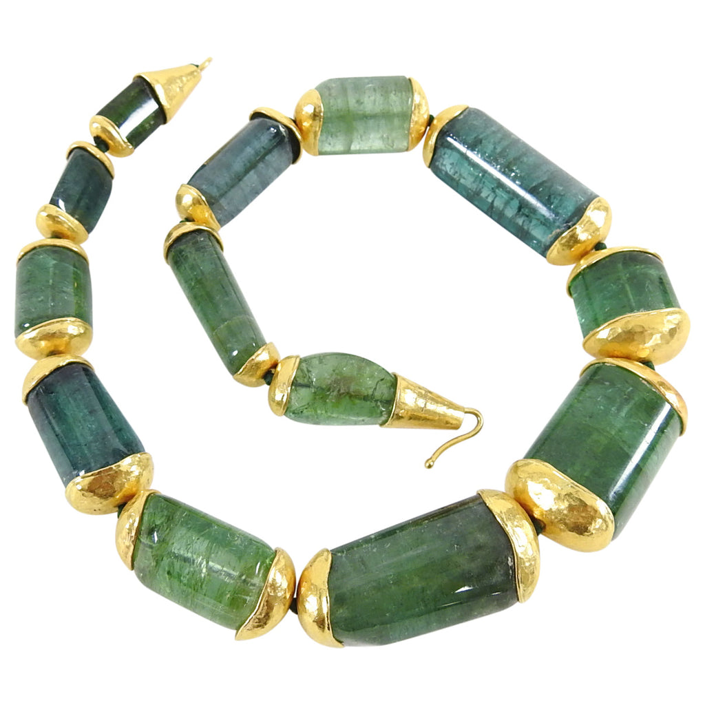 Eileen Coyne 22k Gold Green Tourmaline Bead Necklace