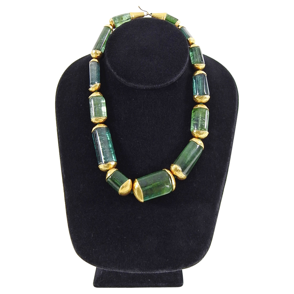 Eileen Coyne 22k Gold Green Tourmaline Bead Necklace