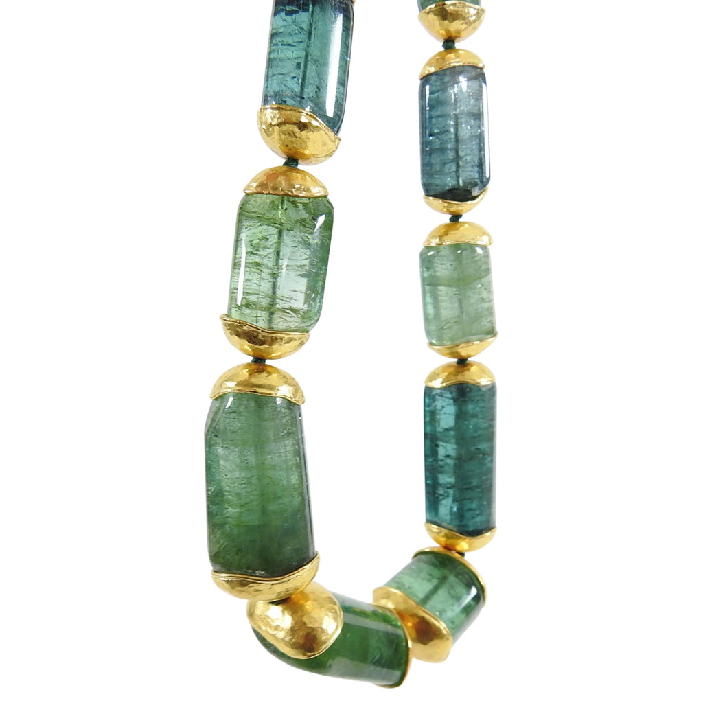Eileen Coyne 22k Gold Green Tourmaline Bead Necklace