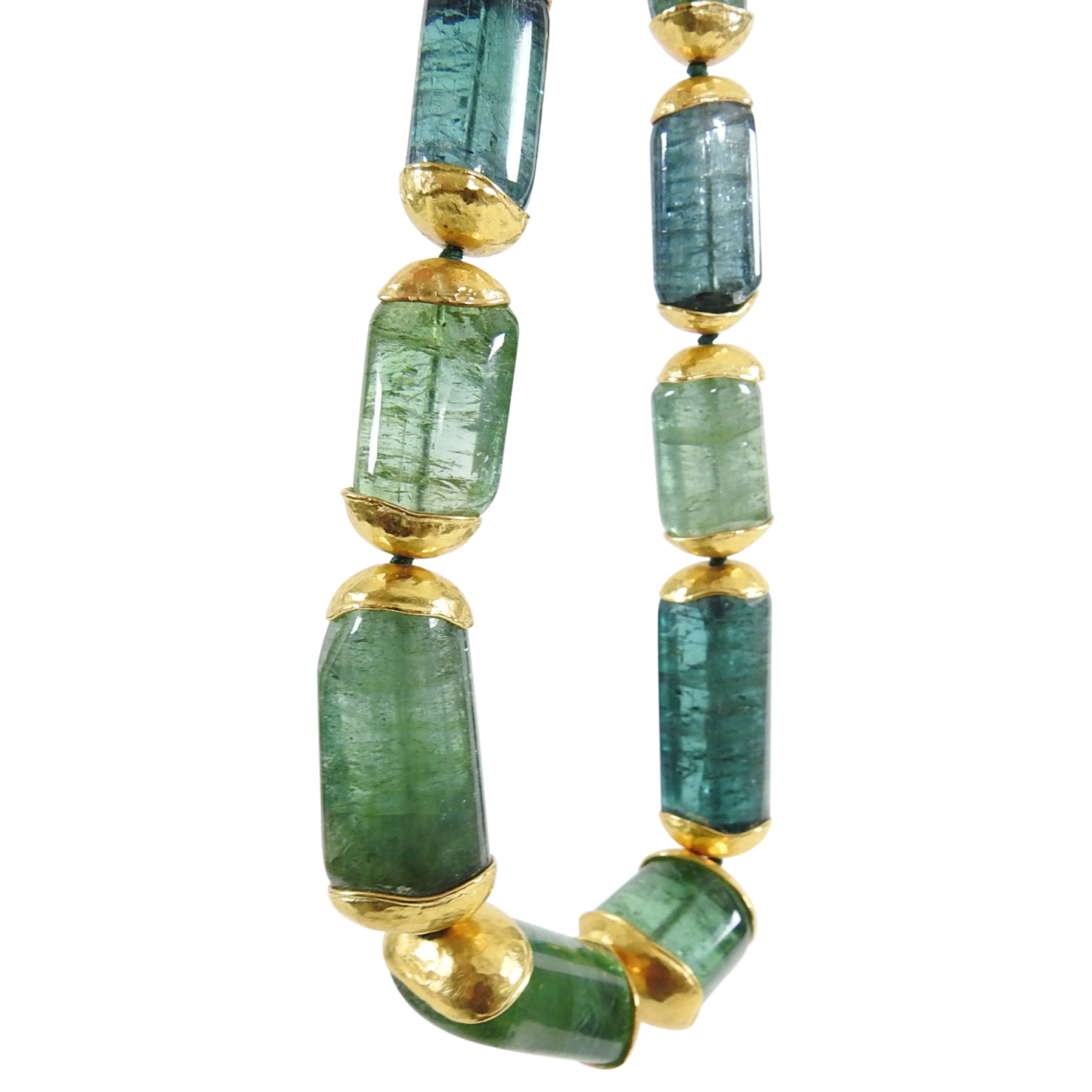 Eileen Coyne 22k Gold Green Tourmaline Bead Necklace