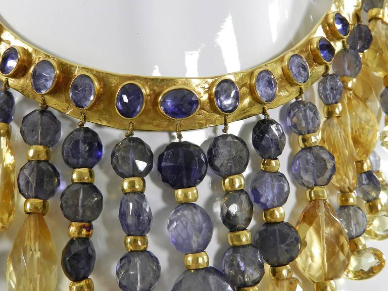 Eileen Coyne Tourmaline Hammered 22k Gold Fringe Necklace