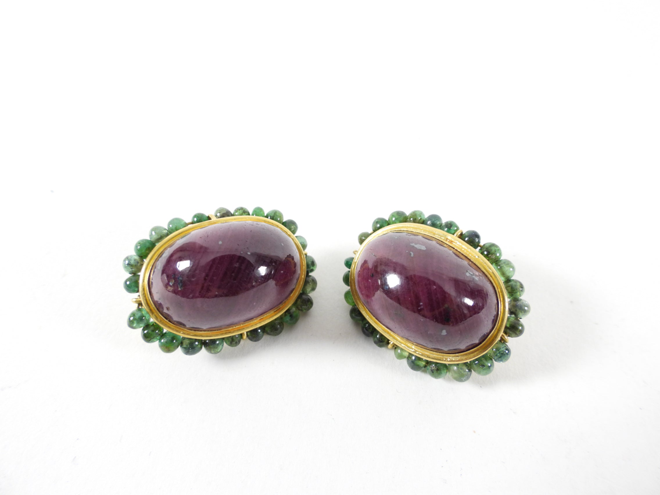 Eileen Coyne 22k Gold, Raw Ruby, Green Tourmaline Necklace Set