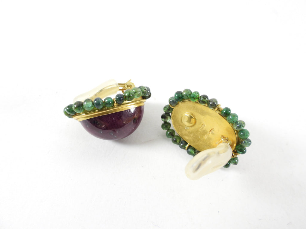 Eileen Coyne 22k Gold, Raw Ruby, Green Tourmaline Necklace Set