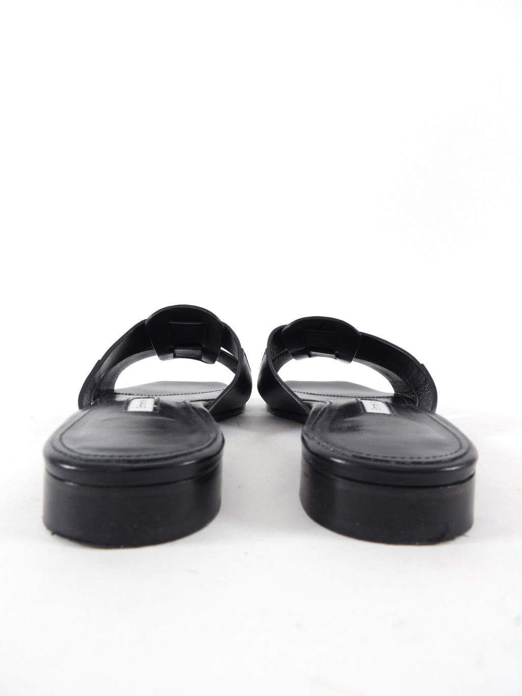 Emme Parsons Black Leather Woven Flat Sandals - 37