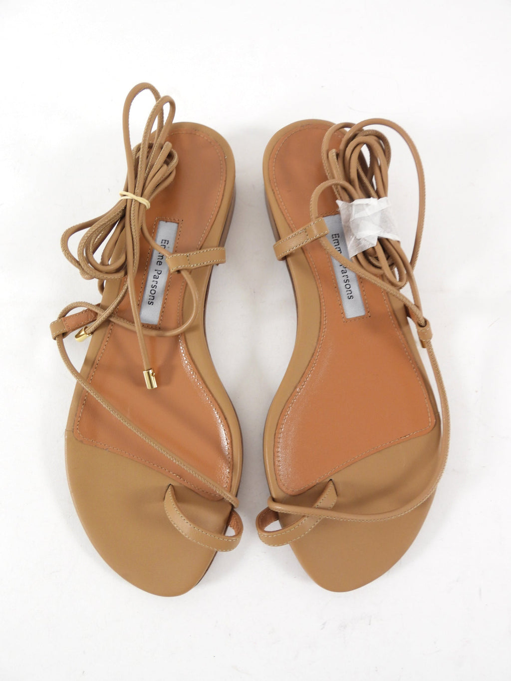 Emme Parsons Tan Leather Flat Tie Sandals - 37