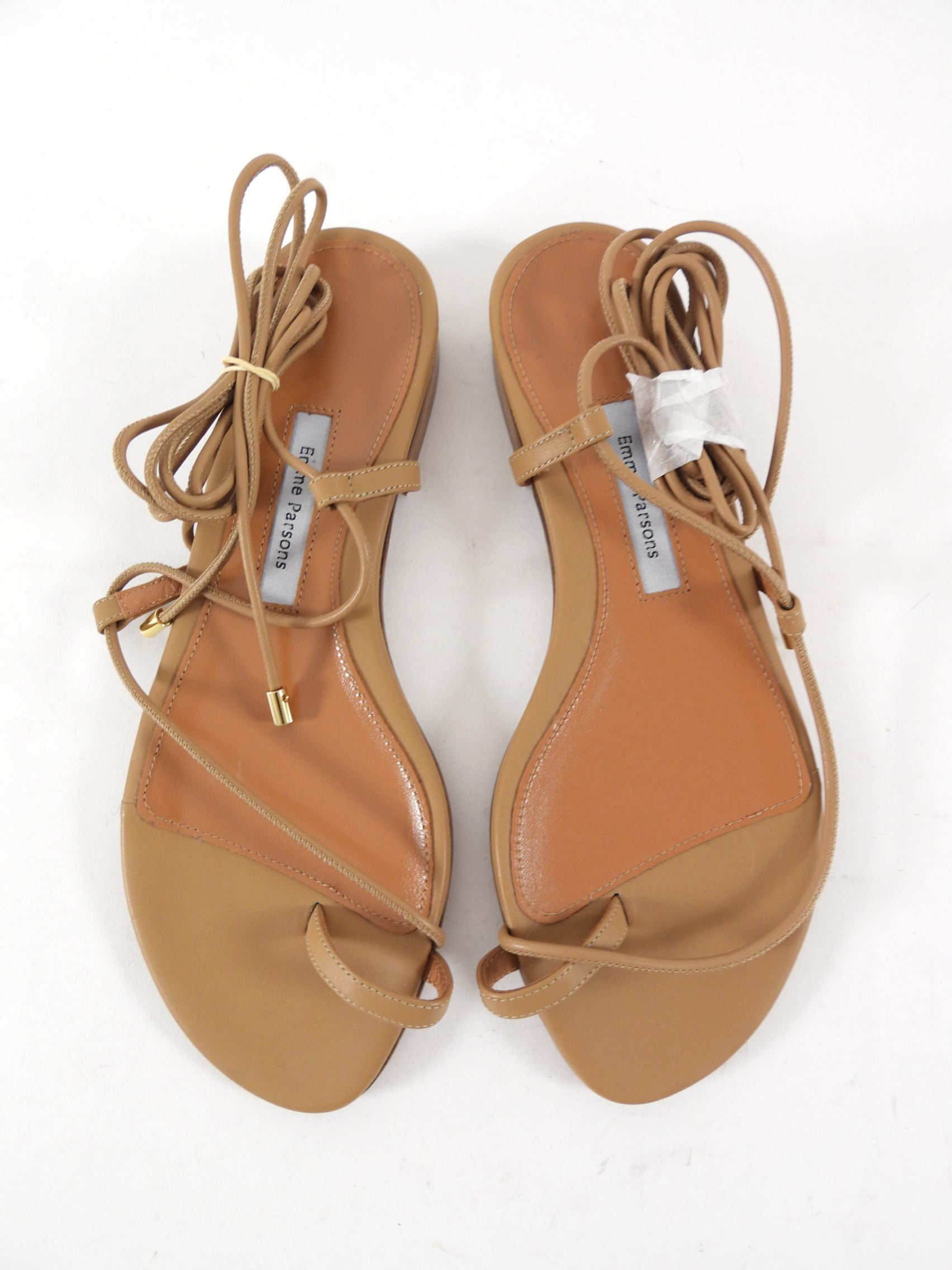 Emme Parsons Tan Leather Flat Tie Sandals - 37