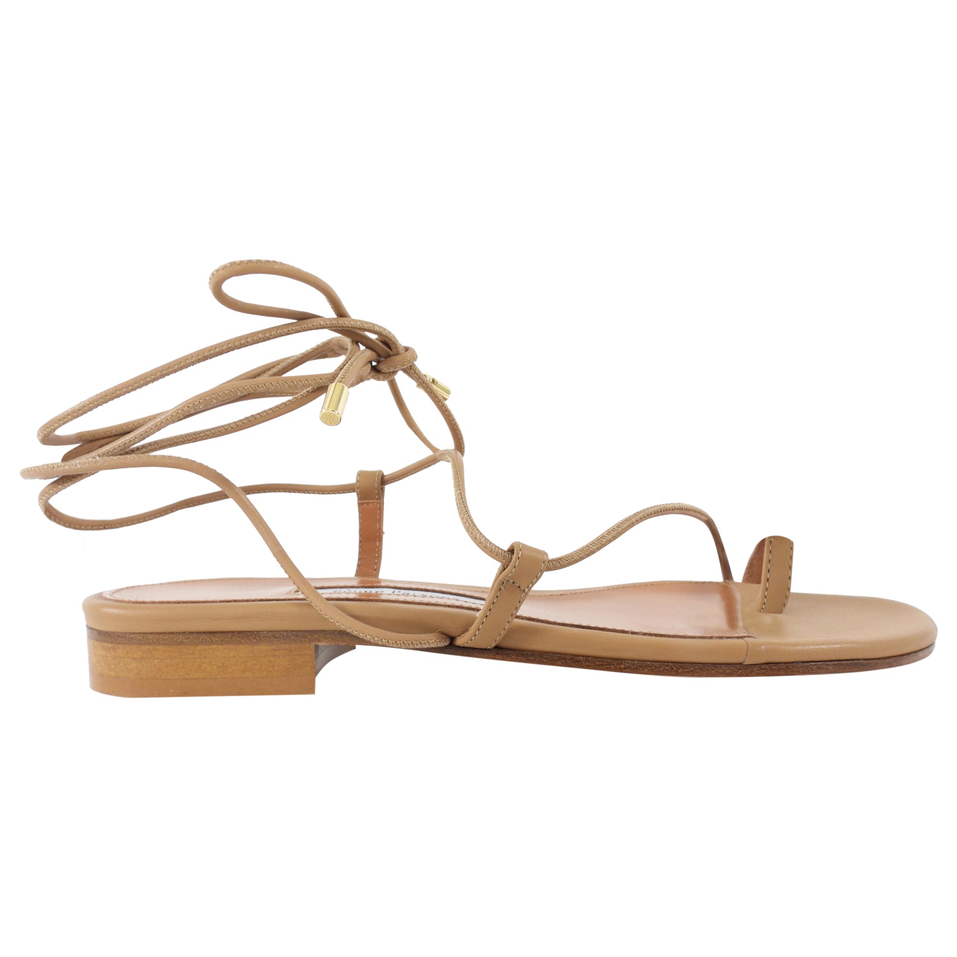 Emme Parsons Tan Leather Flat Tie Sandals - 37