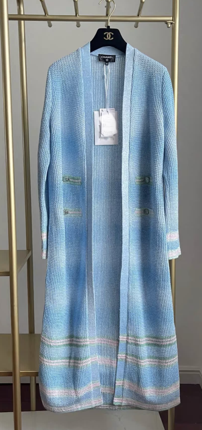 Chanel 23SS  blue knitted igan fr38 brand new with tag