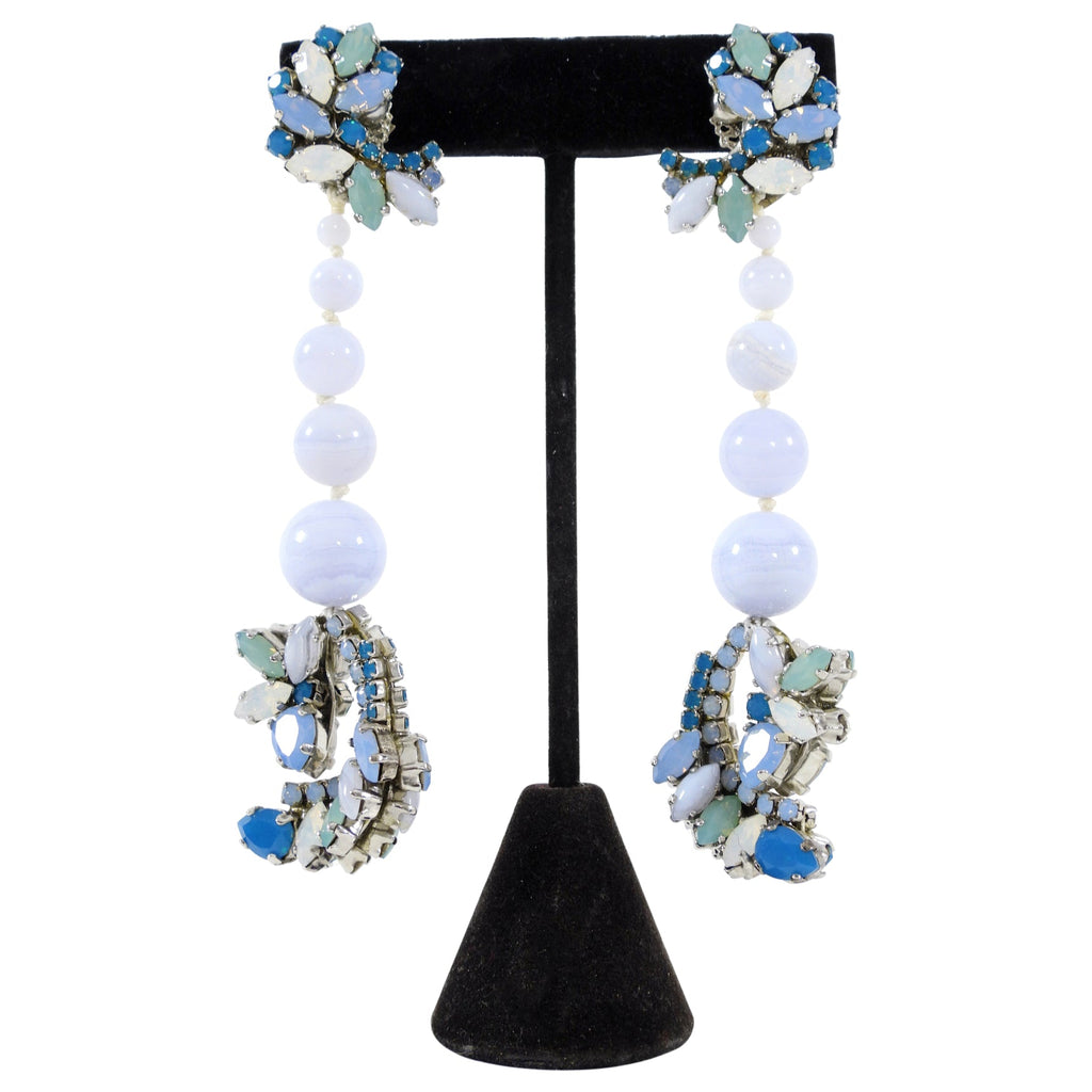 Ericson Beamon Blue Rhinestone Bead Long Earrings