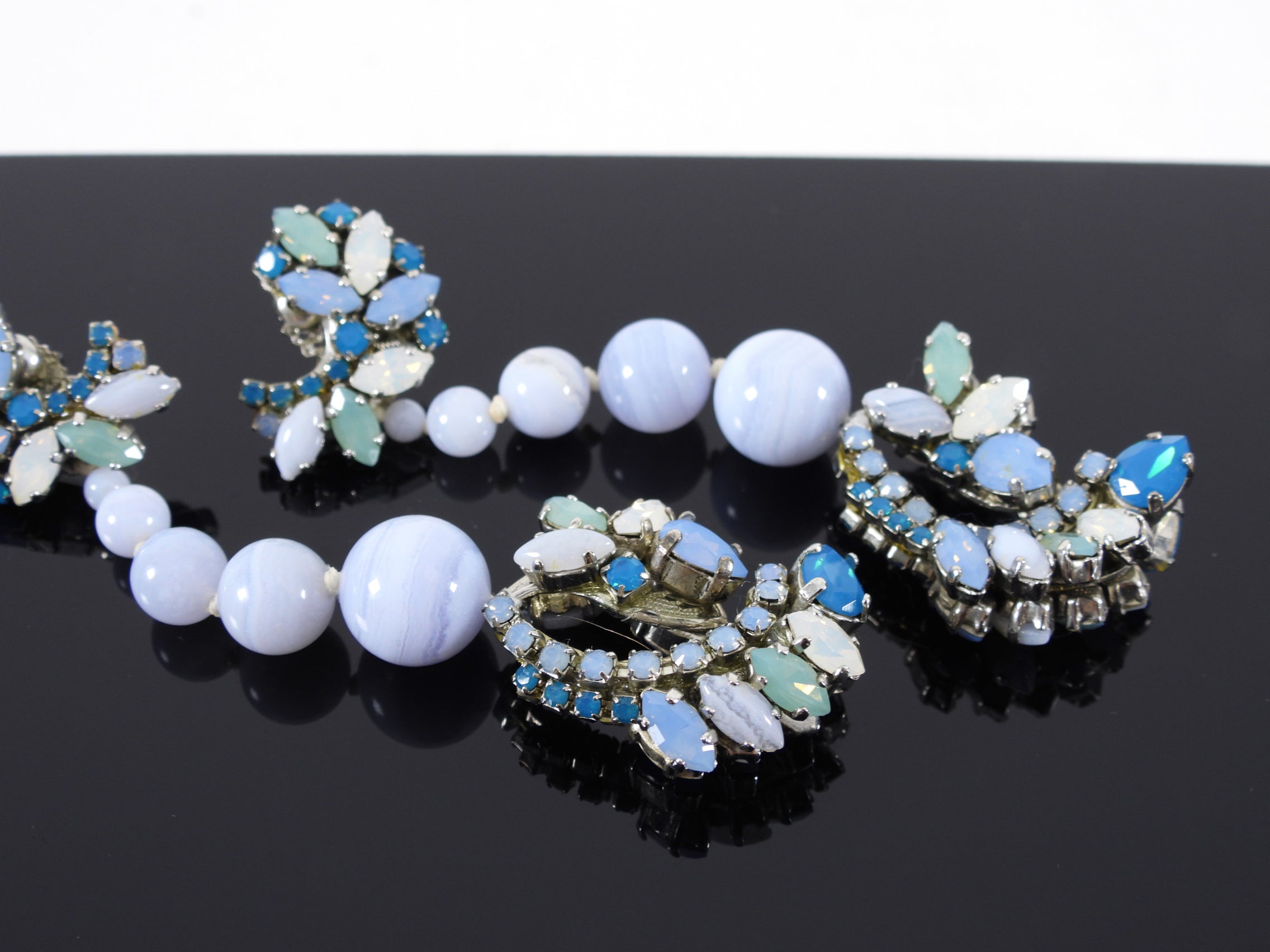 Ericson Beamon Blue Rhinestone Bead Long Earrings