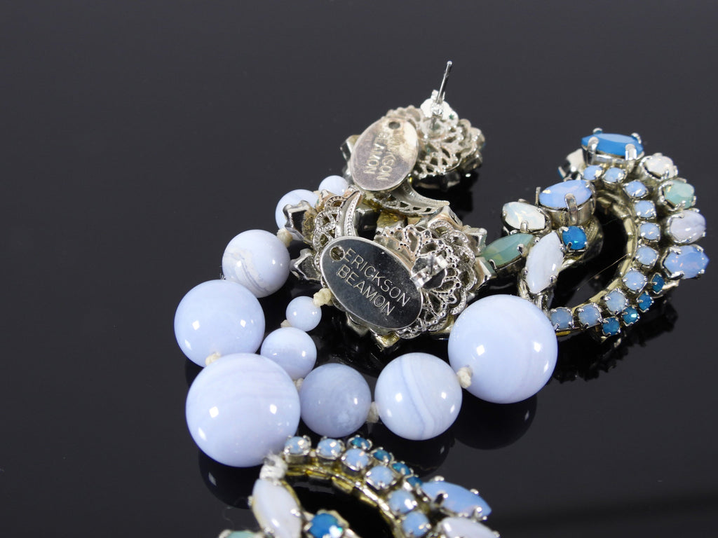 Ericson Beamon Blue Rhinestone Bead Long Earrings