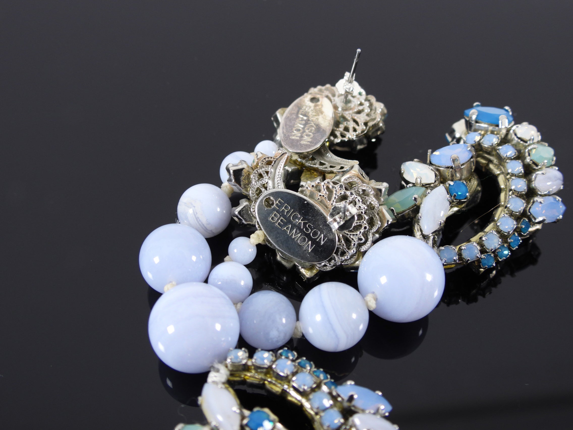 Ericson Beamon Blue Rhinestone Bead Long Earrings